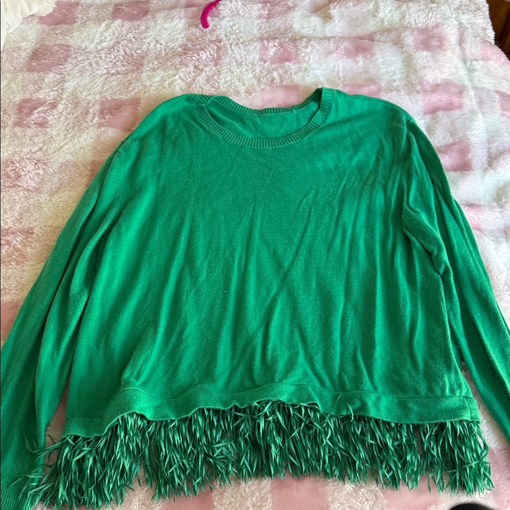 Lilly Pulitzer Green Fringe Sweater - size XL
